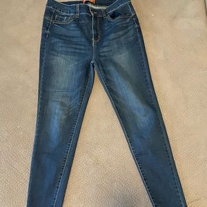 dark blue skinny wax jeans